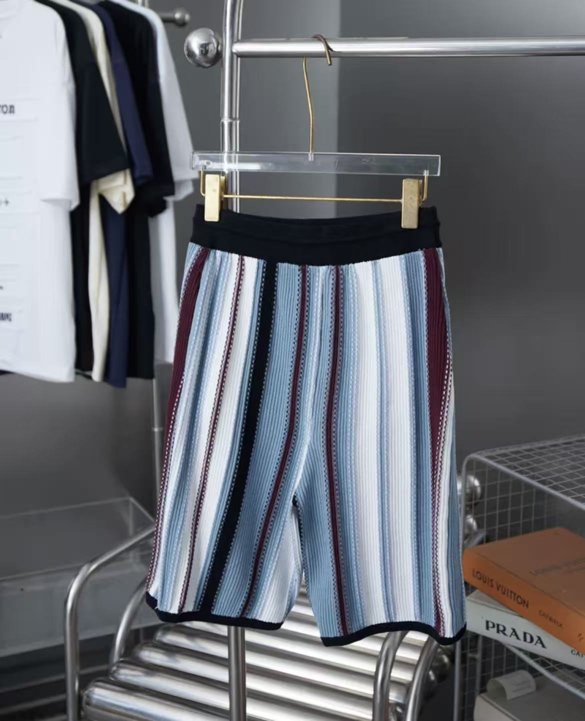 Louis Vuitton Striped Knit Drawstring Shorts