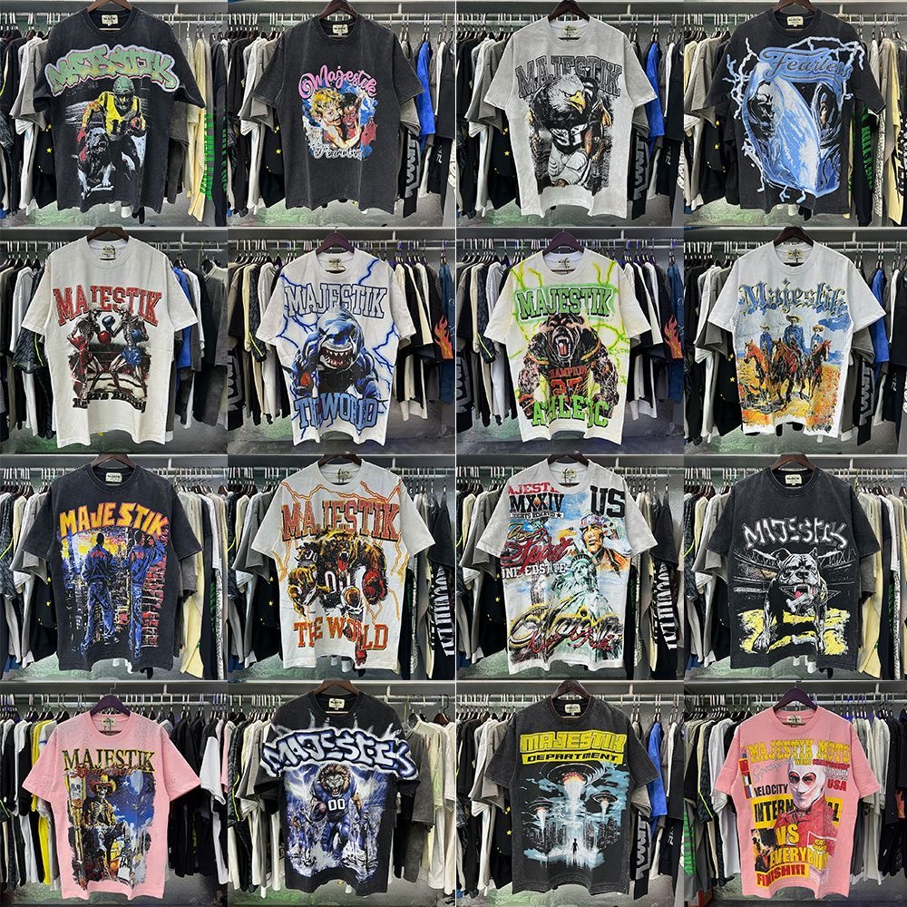 MAJESTIK Vintage Graphic Print Short Sleeve T-Shirt Multi Designs Collection