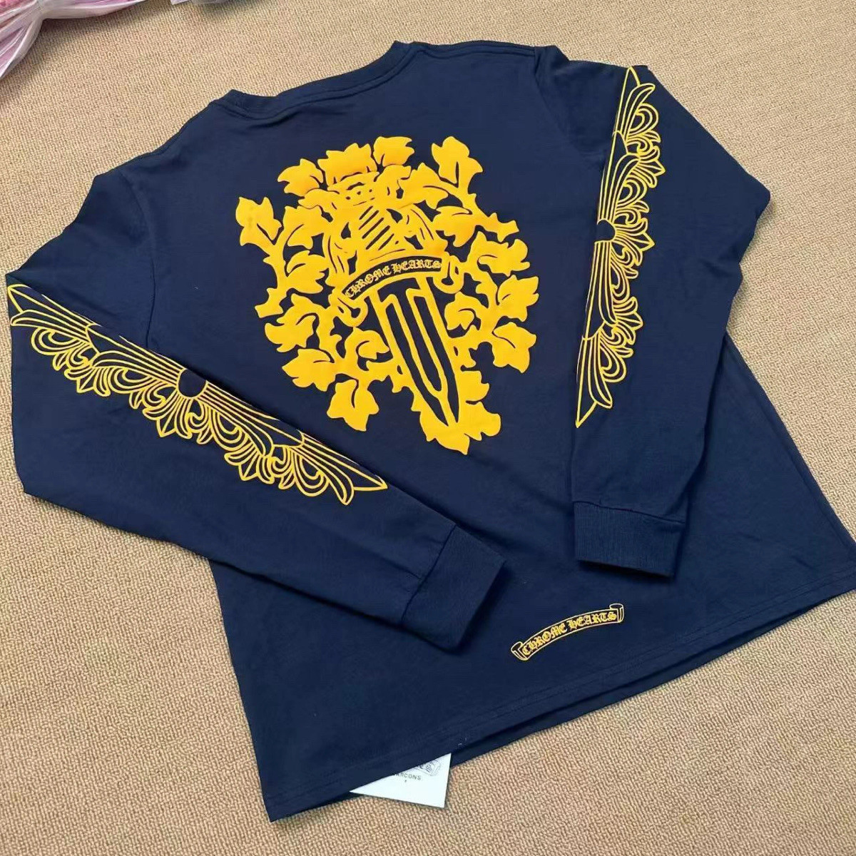Chrome Hearts Floral Dagger Print Long Sleeve T-Shirt