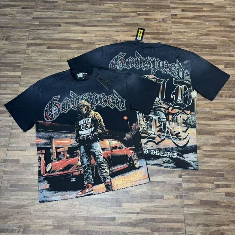 Godspeed Red Car Tee Washed Black