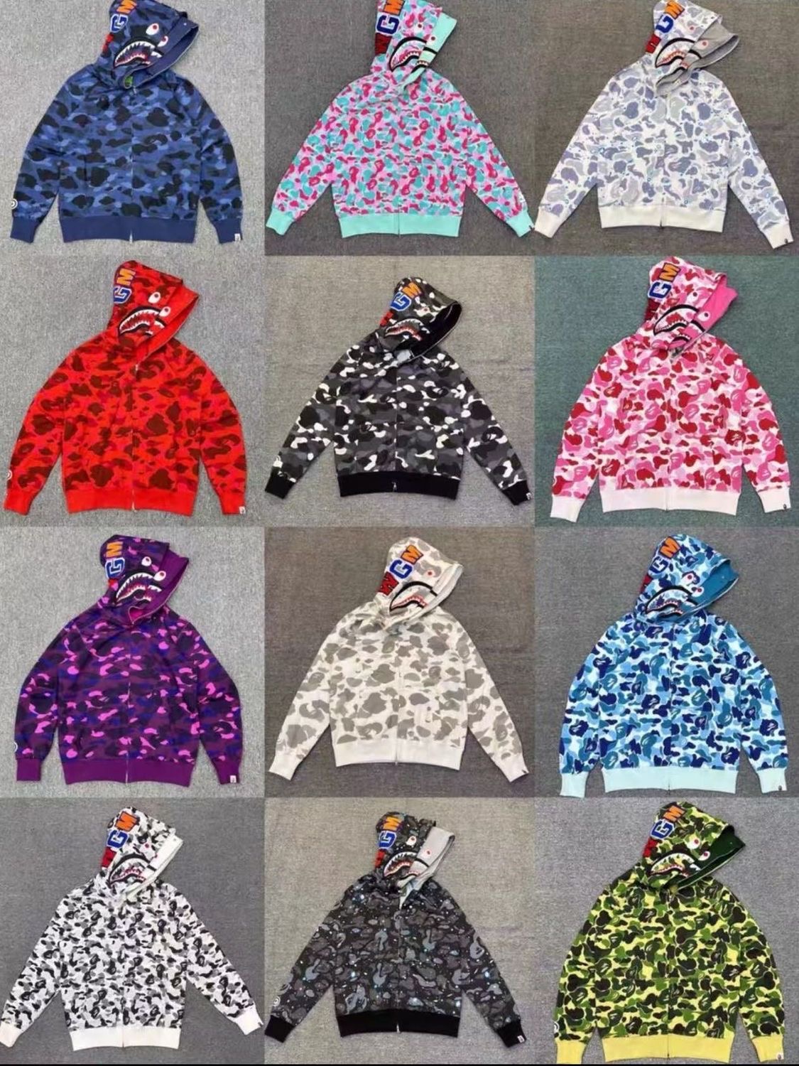 A Bathing Ape BAPE ABC Camo Shark Full-Zip Hoodie Multi-Color Set