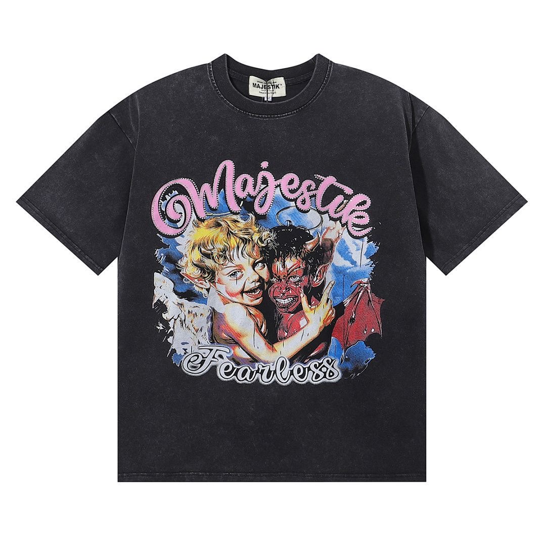 MAJESTIK Vintage Graphic Print Short Sleeve T-Shirt Multi Designs Collection