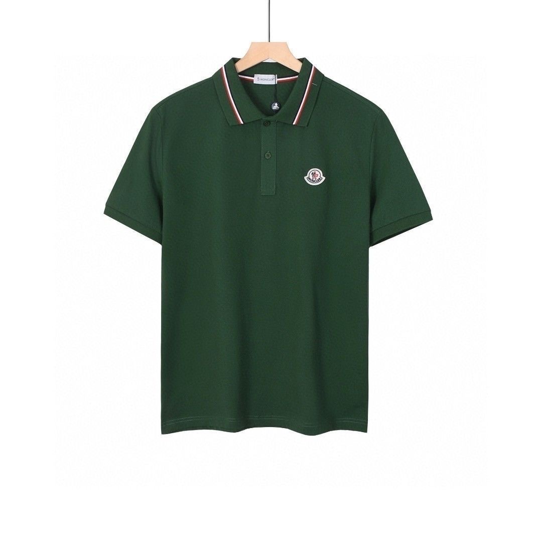 Moncler Men's Cotton Piqué Polo Shirt with Tricolor Collar