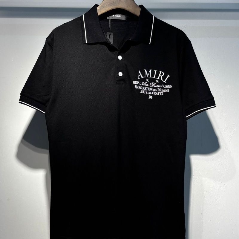 AMIRI Arts and Crafts Logo Cotton Piqué Polo Shirt (Black/White)
