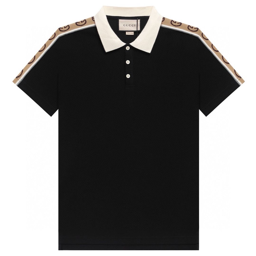 Gucci GG Web Stripe Trim Short Sleeve Pique Polo Shirt