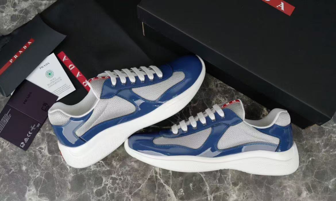 Prada America's Cup Patent Leather & Mesh Sneakers