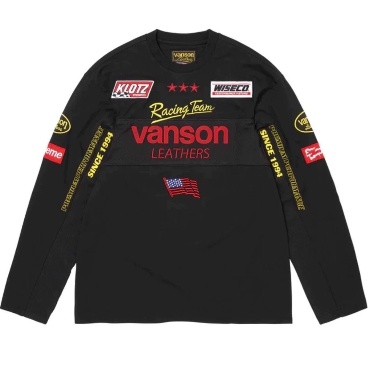 Vanson Leathers Racing Team Patchwork Long Sleeve T-Shirt