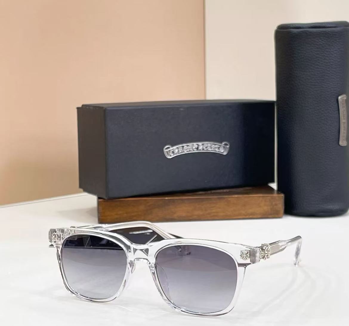 Chrome Hearts Coxucker Tortoise Shell Frame Blue Lens Sunglasses