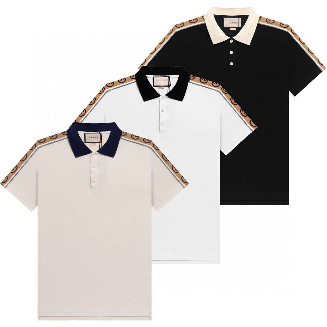 Gucci GG Web Stripe Trim Short Sleeve Pique Polo Shirt