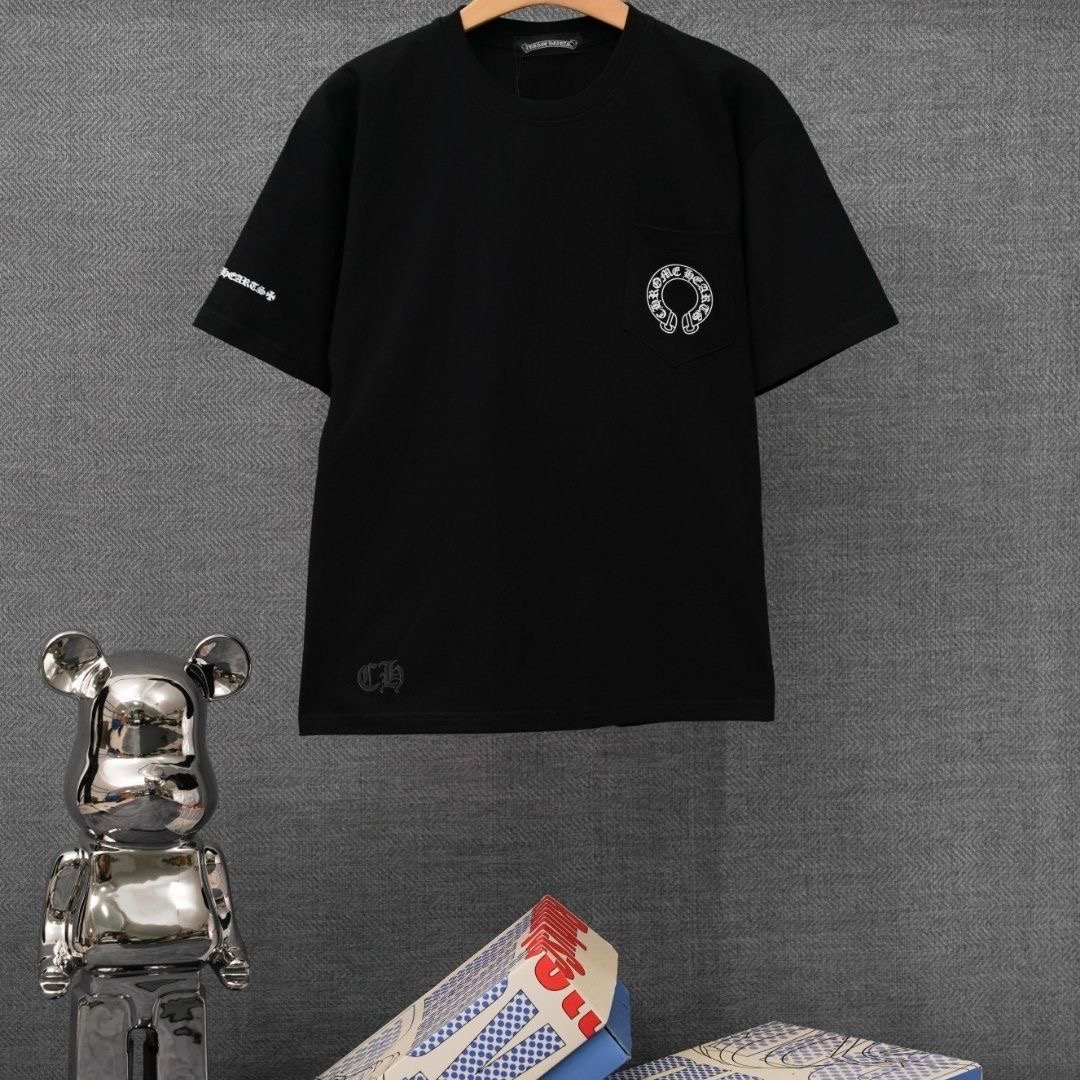 Chrome Hearts-inspired Unisex Loose T-shirt with Sanskrit Print, Horseshoe & Cross Motifs