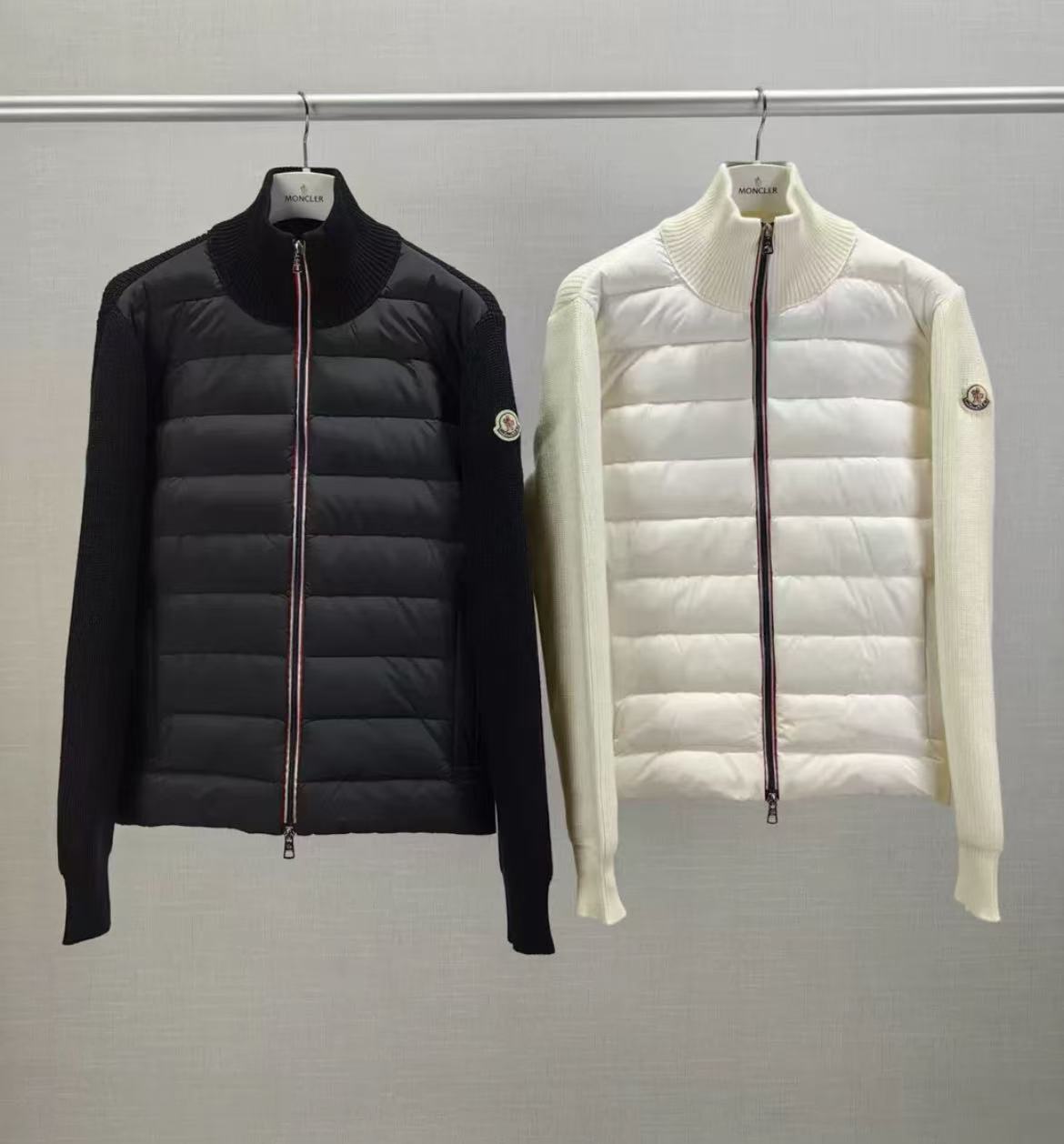 Moncler Knit Sleeve Hybrid Down Cardigan