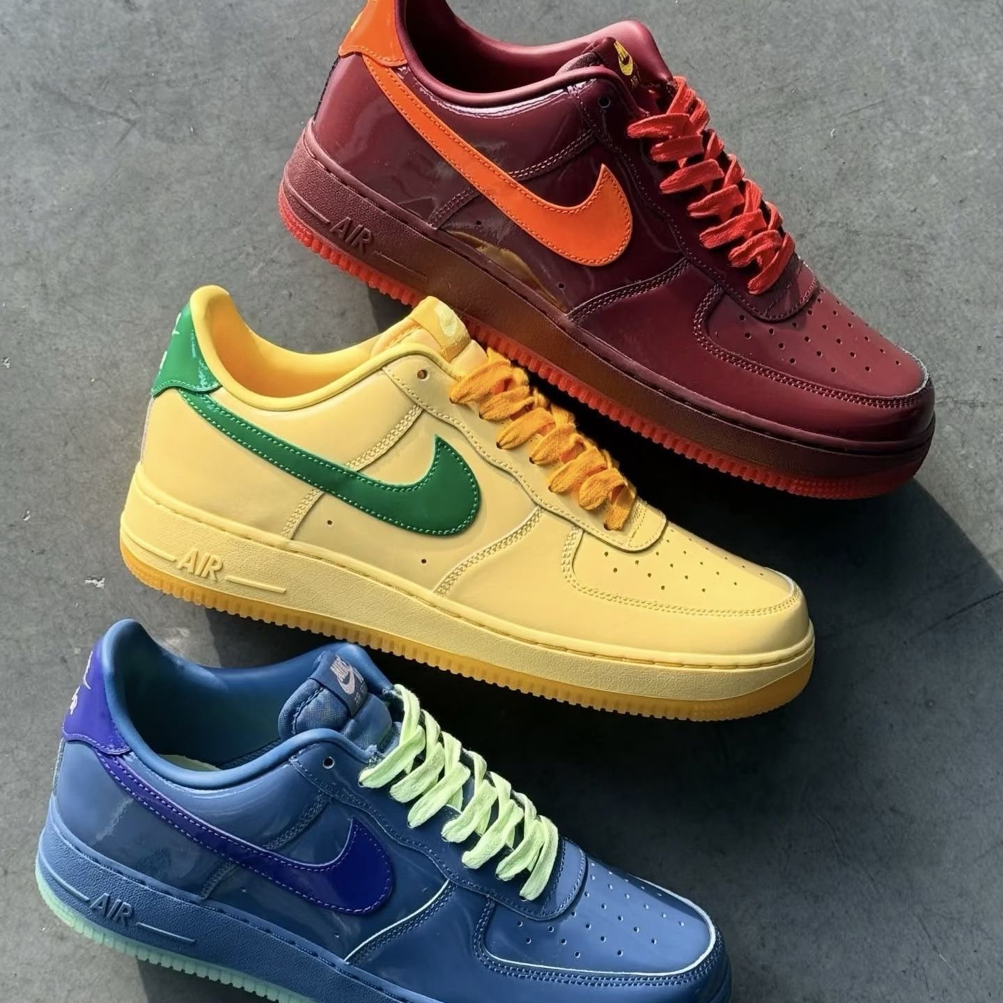 Nike Air Force 1 Low Glossy Patent Leather Multi-Color Sneakers