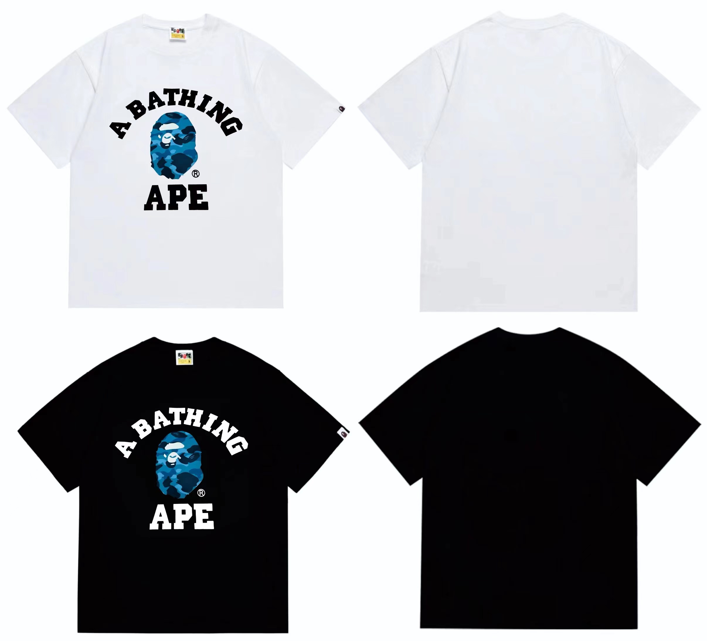 Blue beehive camo monogram little ape head print t shirt