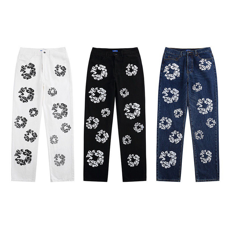 Puff print white logo vintage jeans