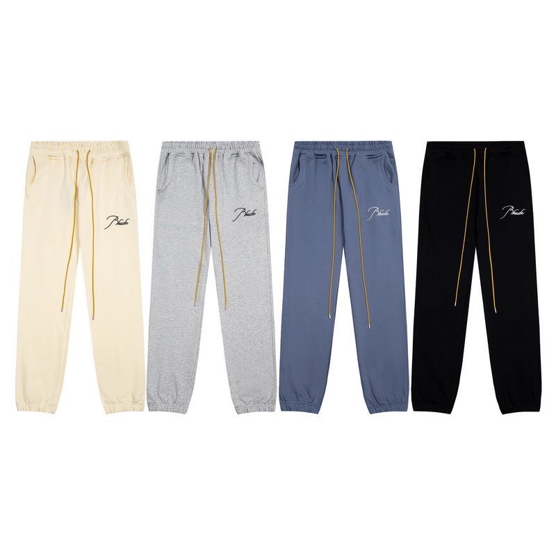 Vintage embroidery letters drawstring wood loop sweatpant