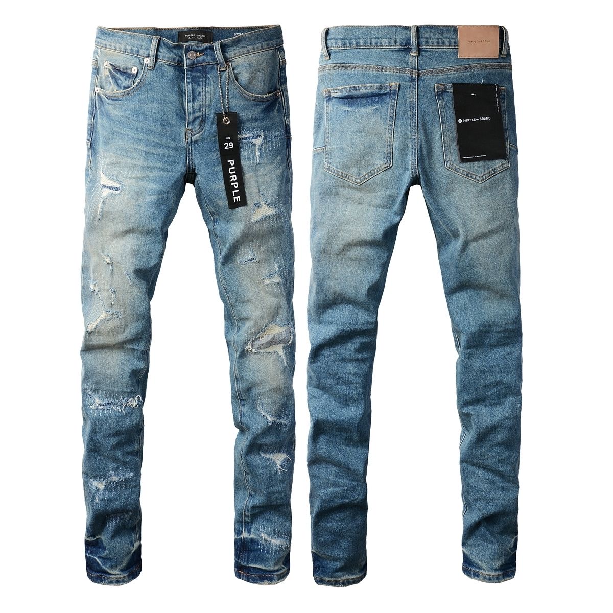 No. 9073 Full Blue Ripped Jeans Blue