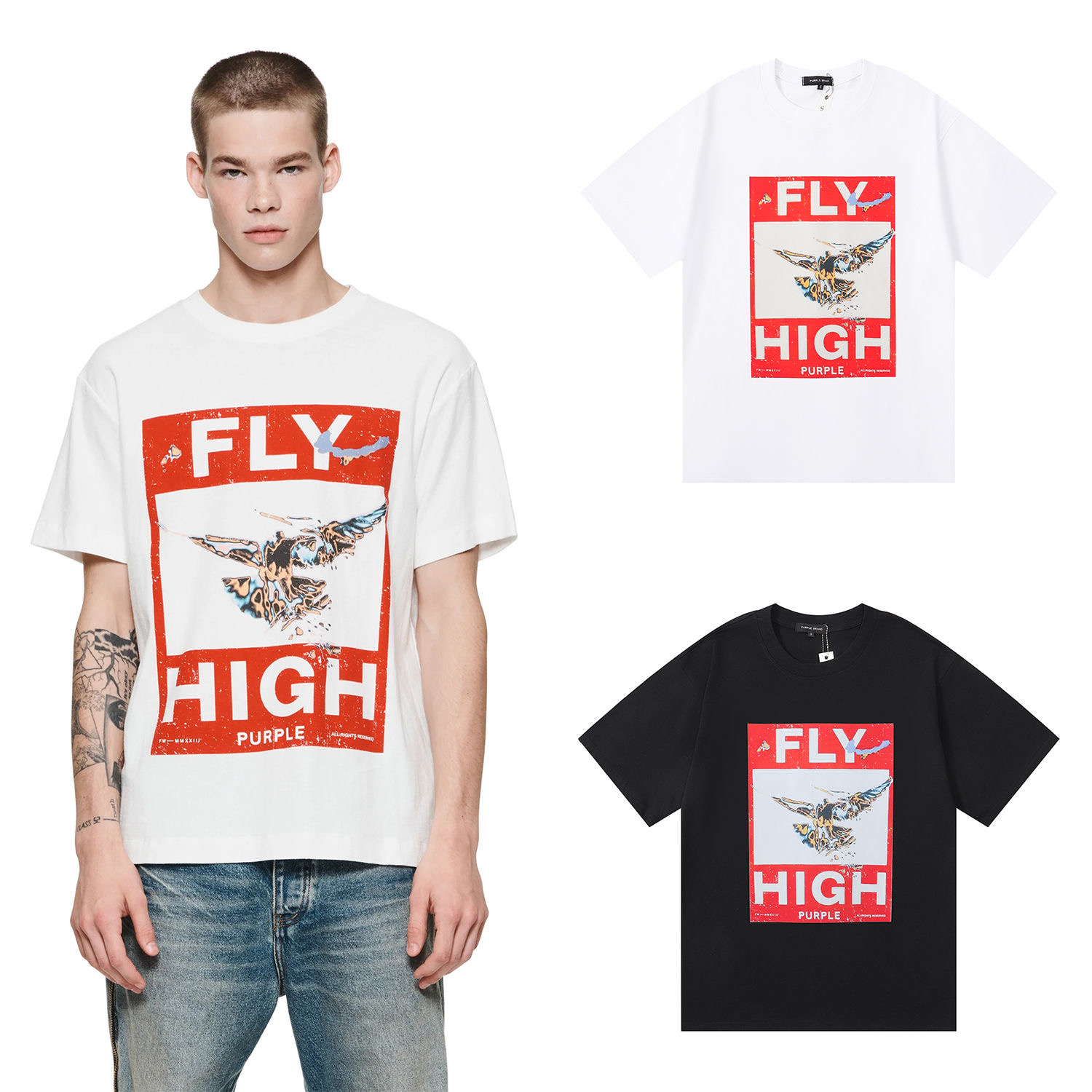 Eagle flying pattern printed tshirt