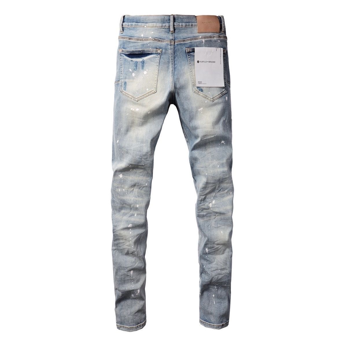 No. 9003 Paint Spots Ripped Jeans Blue Color