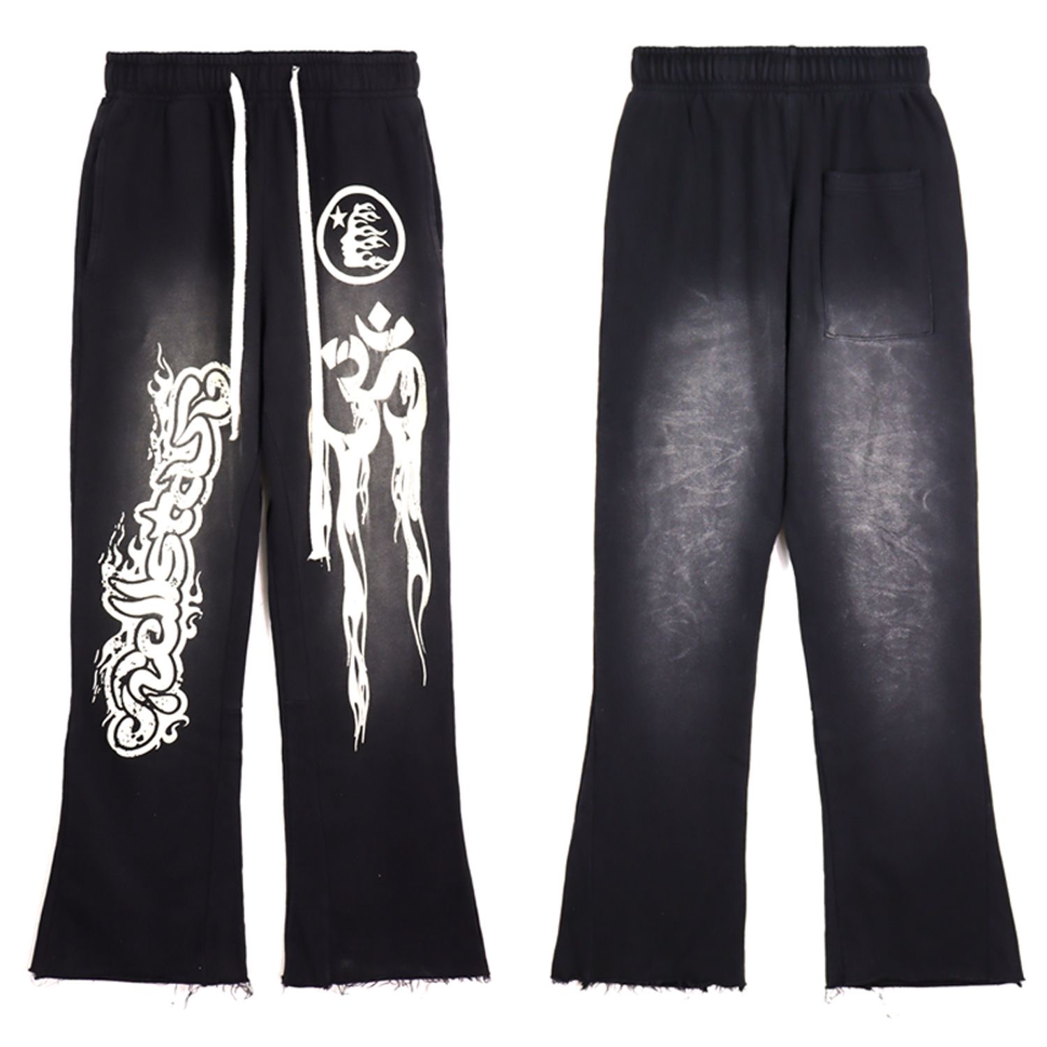 High street vintage flare washed color wool pant