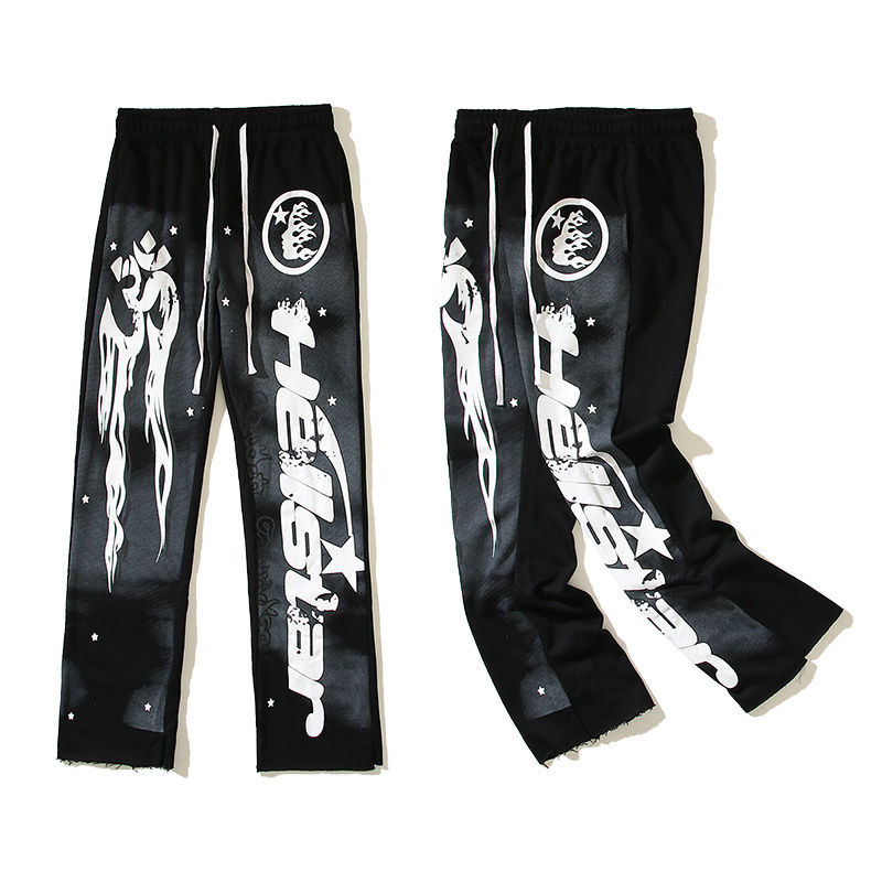 Chic black mud stained vintage flared pant