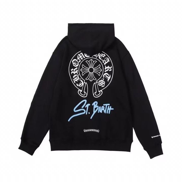 Back Big Logo Blue Sign Zipper Hoodie Black
