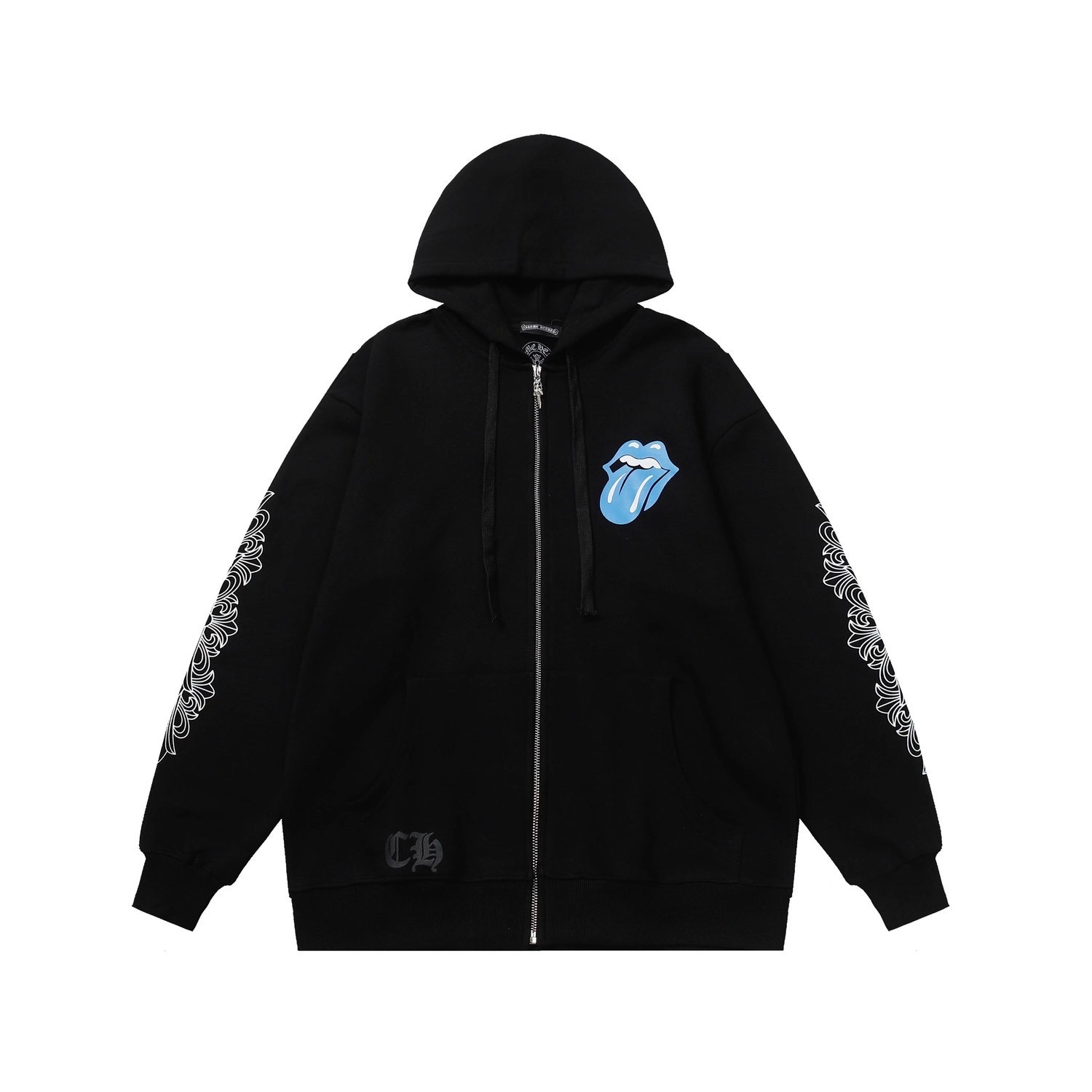 CH Blue Mouth Logo Zipper Hoodie Black