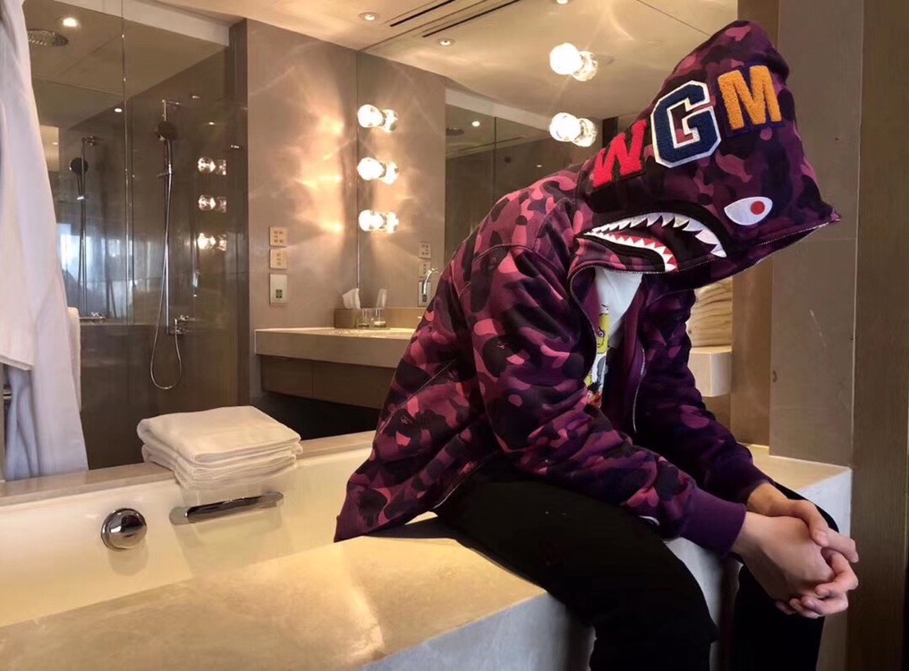 1:1 Best Quality Purple Camo 1 Hood Zipper Hoodie