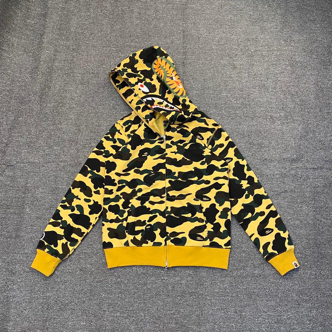 1:1 Best Quality Yellow Camo 1 Hood Zipper Hoodie