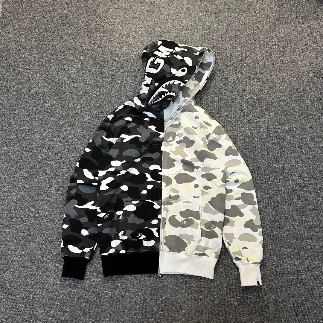 1:1 Best Quality White and Black Mix Camo Zipper Hoodie