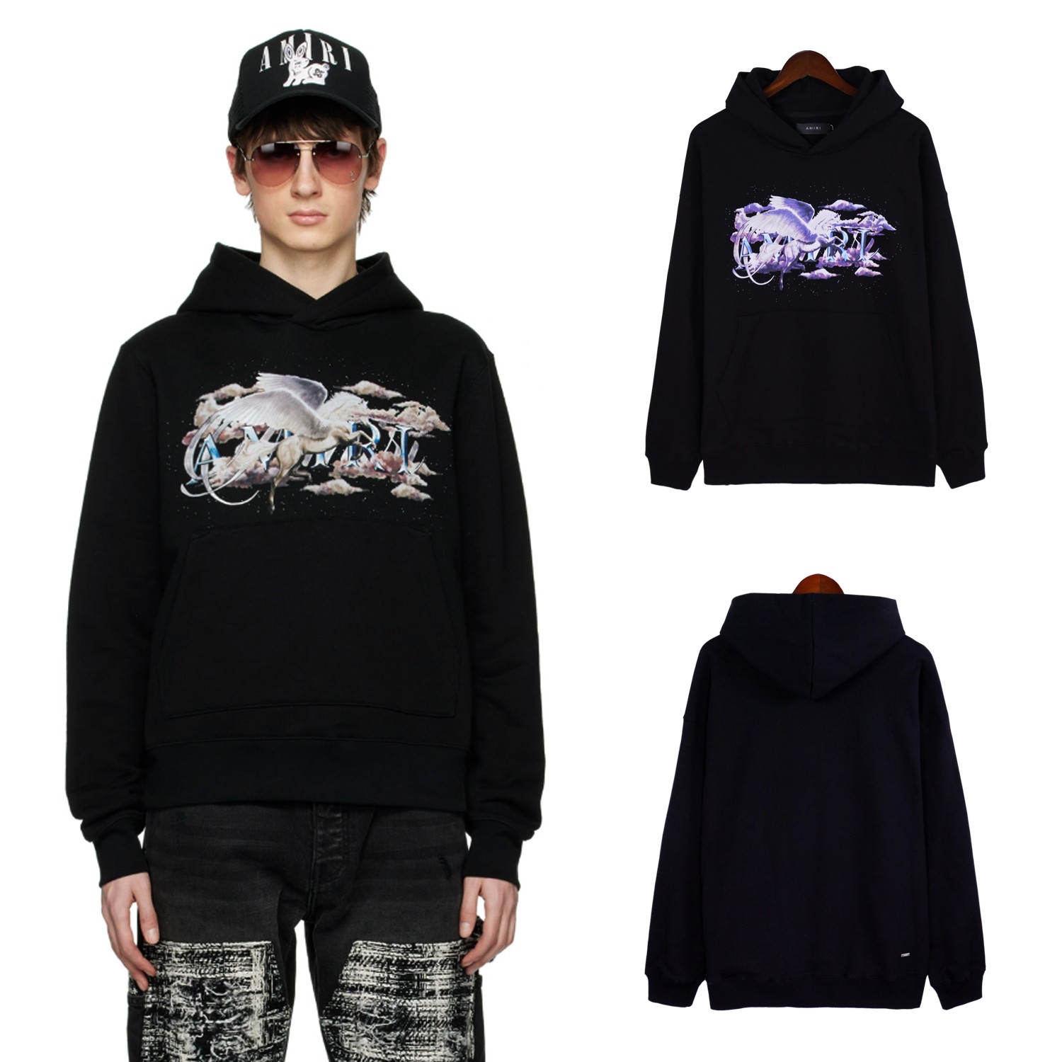 Amiri Flying Horse Hoodie Black