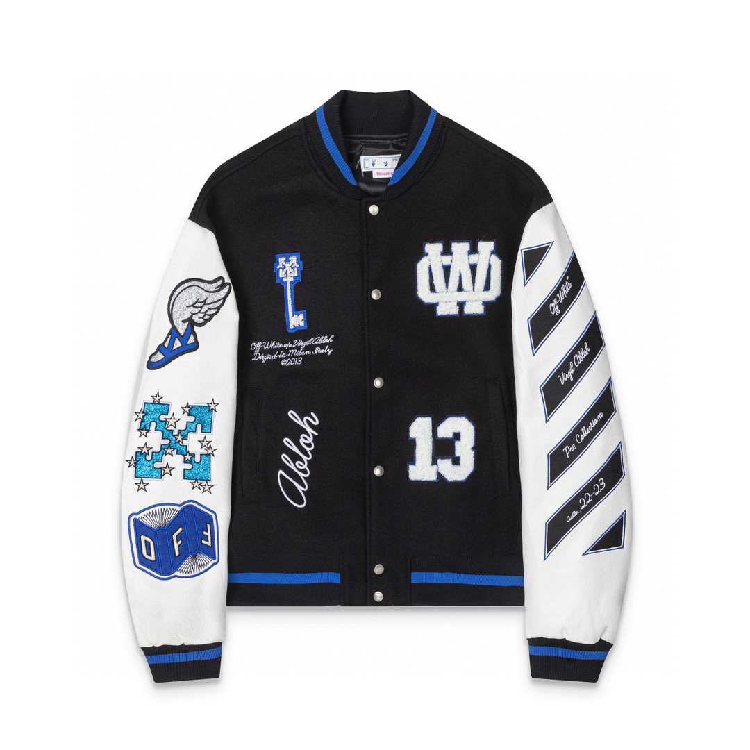 Off White Fly Horse Baseball Jacket Black
