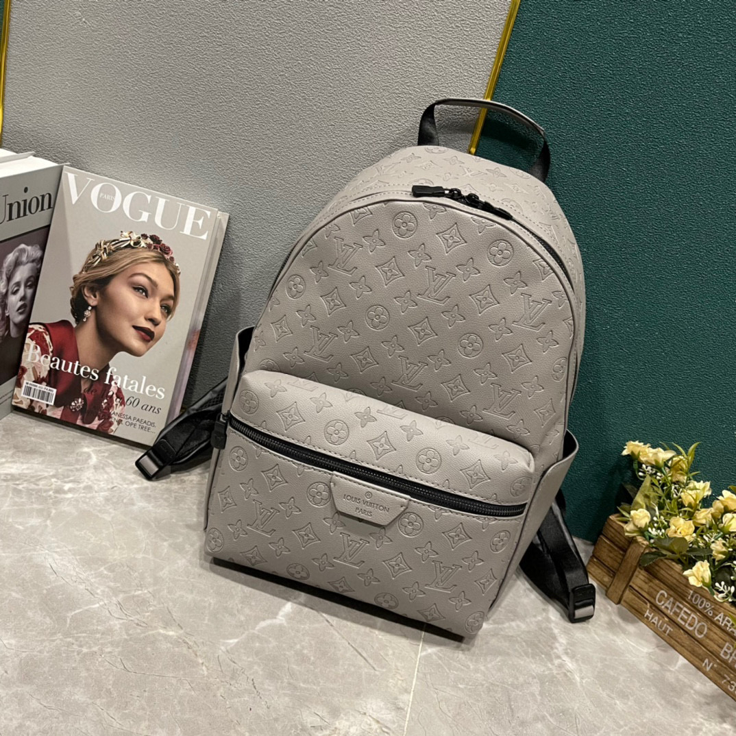 LV Discovery Embossing Monogram Backpack Grey