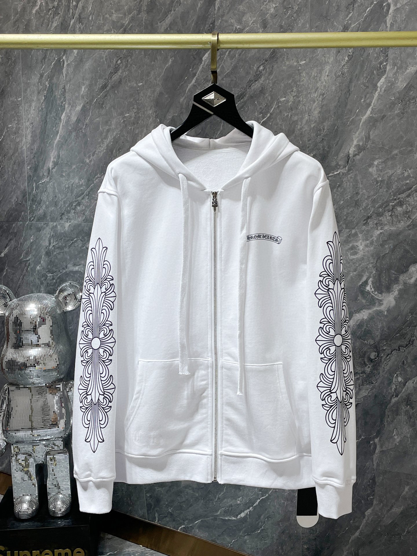Chrome Hearts Back Pink sword Logo Zipper Hoodie 2 Colors