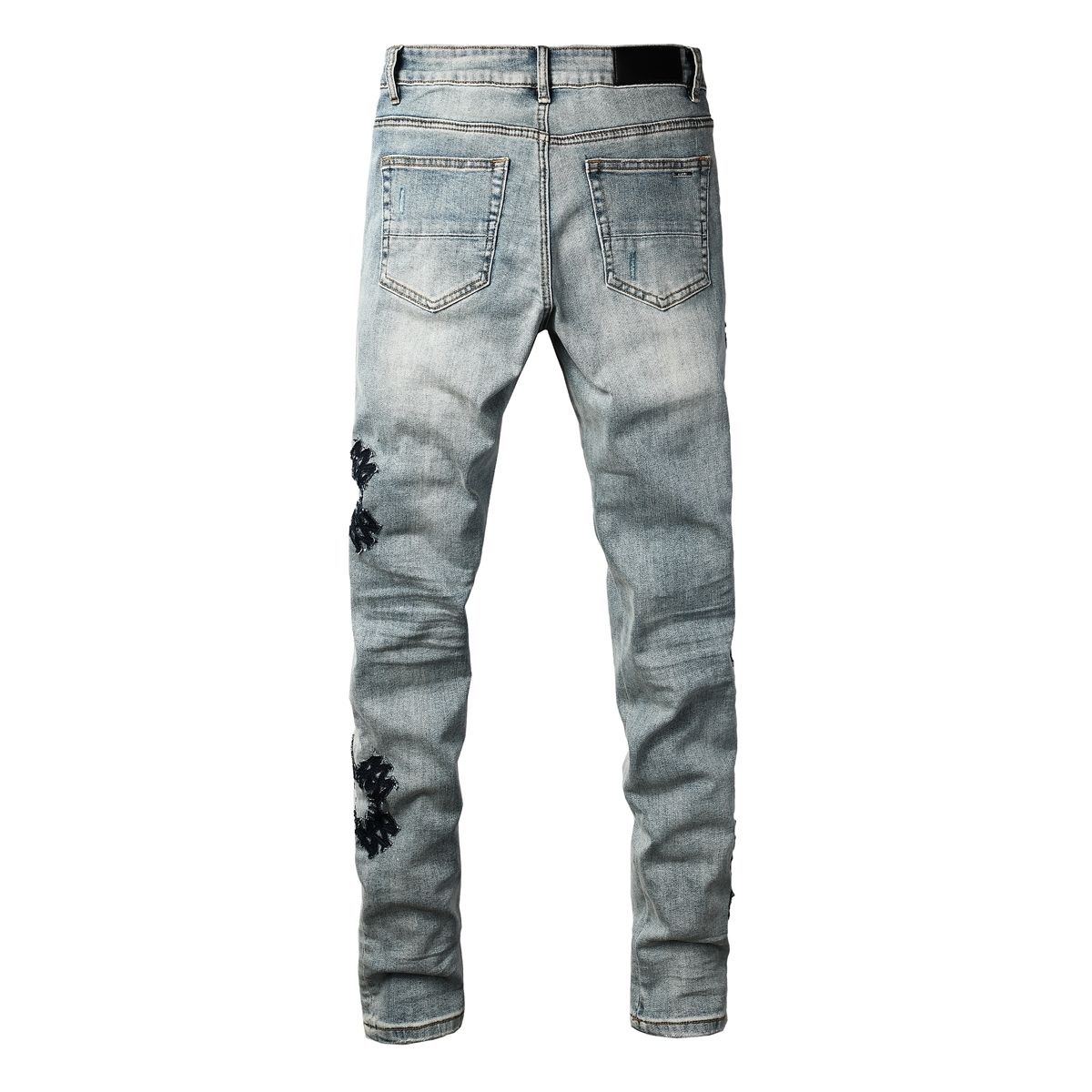 No. 8936 Amiri Flower Logo Jeans Blue