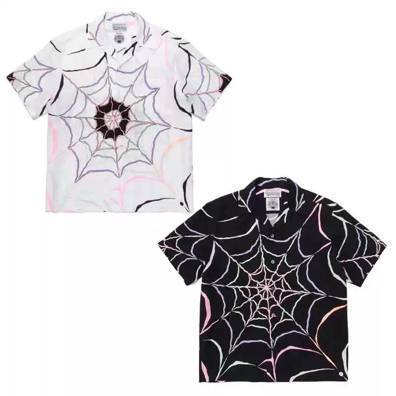WACKO MARIA (Japan Brand) spiderweb Button Short Sleeve Shirt