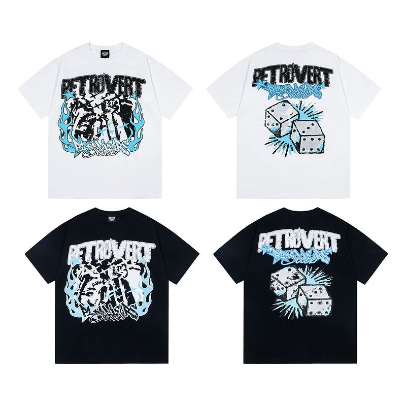 RETRO VERT Big Print Club Blue Flame Tee 2 Colors