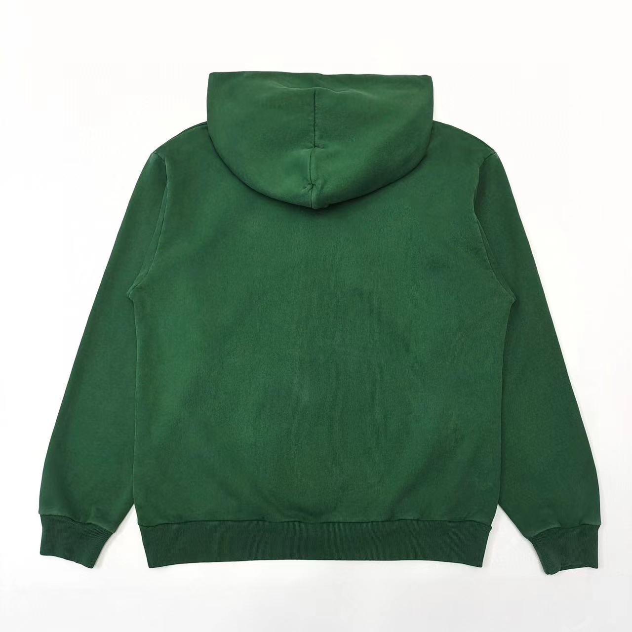 sp5der white star letter logo spider web hoodie dark green