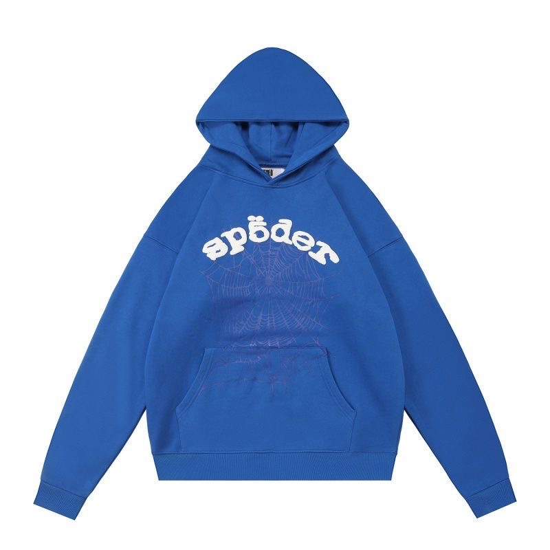 SP5der 5555 Spider Web Monogram Foam Print Hooded Sweatshirt