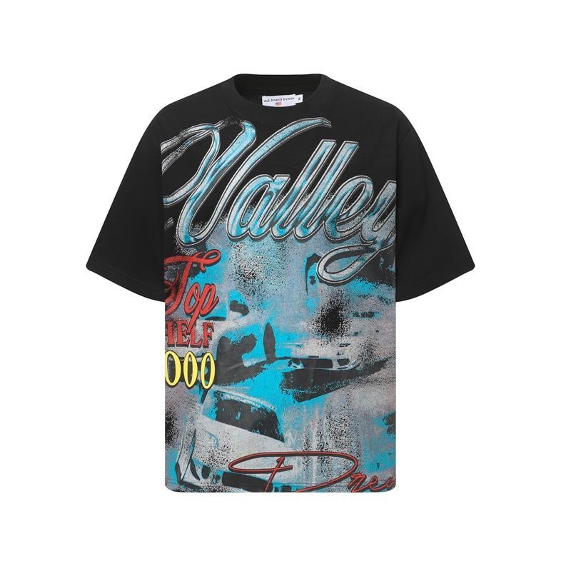 Vale niche fashion brand retro print high street round-neck short-sleeved T-shirt