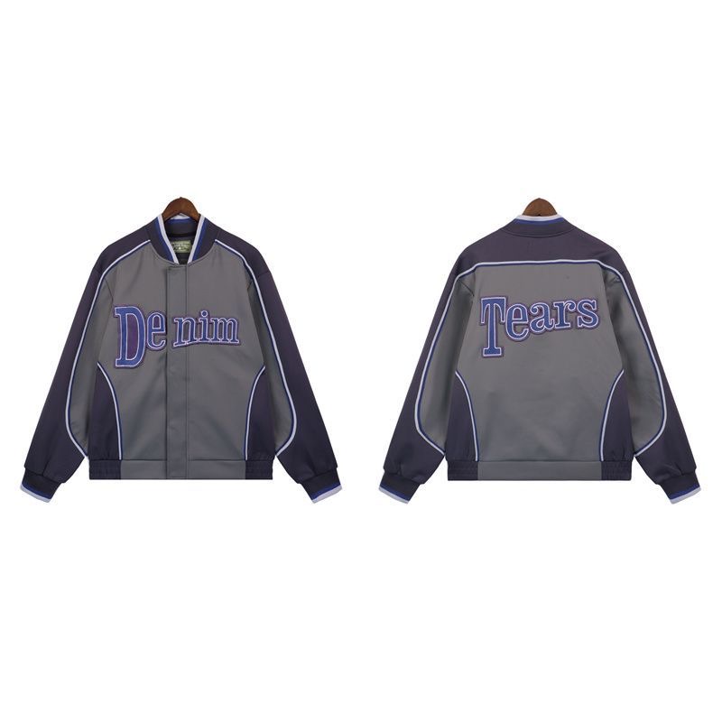 DENIM TEARS Cotton Blossom Embroidered Letter Logo Baseball Shirt