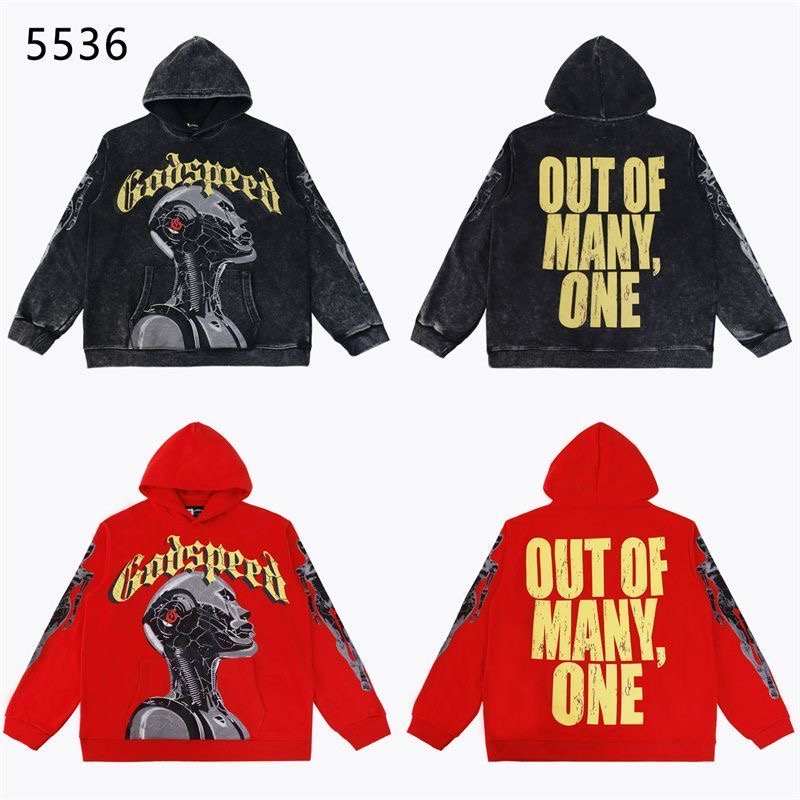Godspeed letter pattern printed hoodie rock street hip-hop couple looped sweatshirt