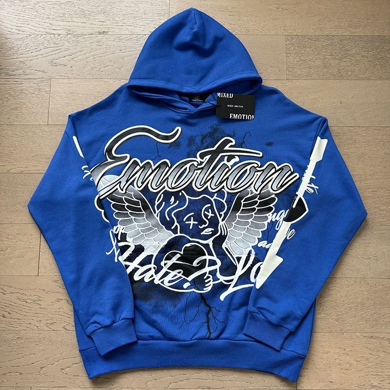 MIXEDEMOTION Street Graffiti Printed Woolen Hoop Hoodie Hoodie Jacket
