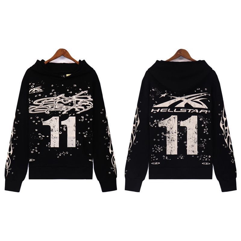 Hellsta Hellstar Alphabet Graffiti Printed Hoodie American Curly Hoodie