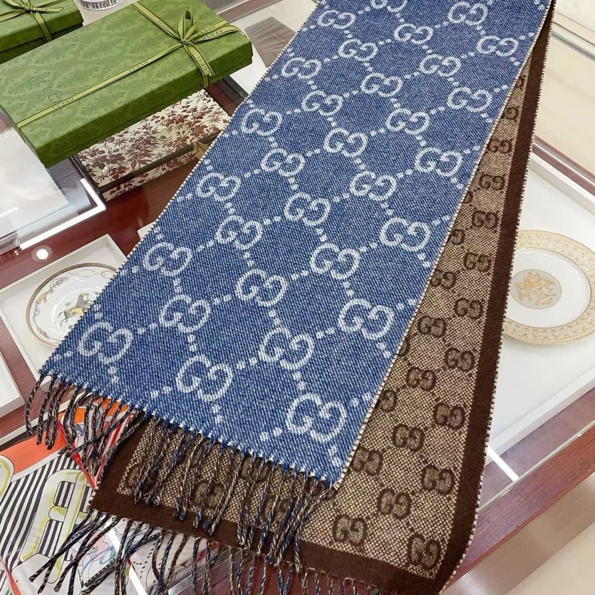 Cowboy double-sided letter warm thick wool tassel shawl scarf versatile scarf dual-use
