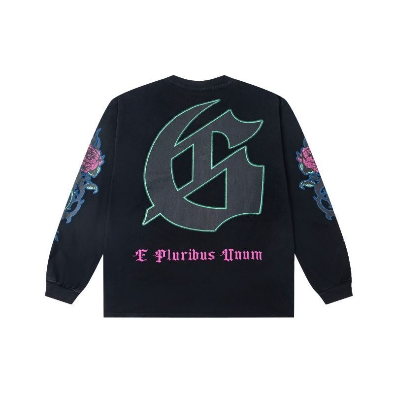 Godspeed Statue of Liberty letter printed long sleeved retro washed couple base shirt