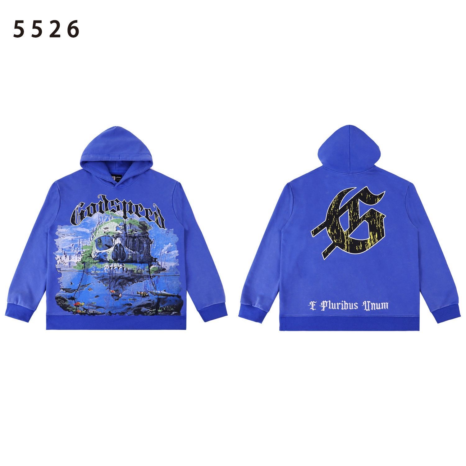 Godspeed skull print hooded sweatshirt vintage distressed jacket