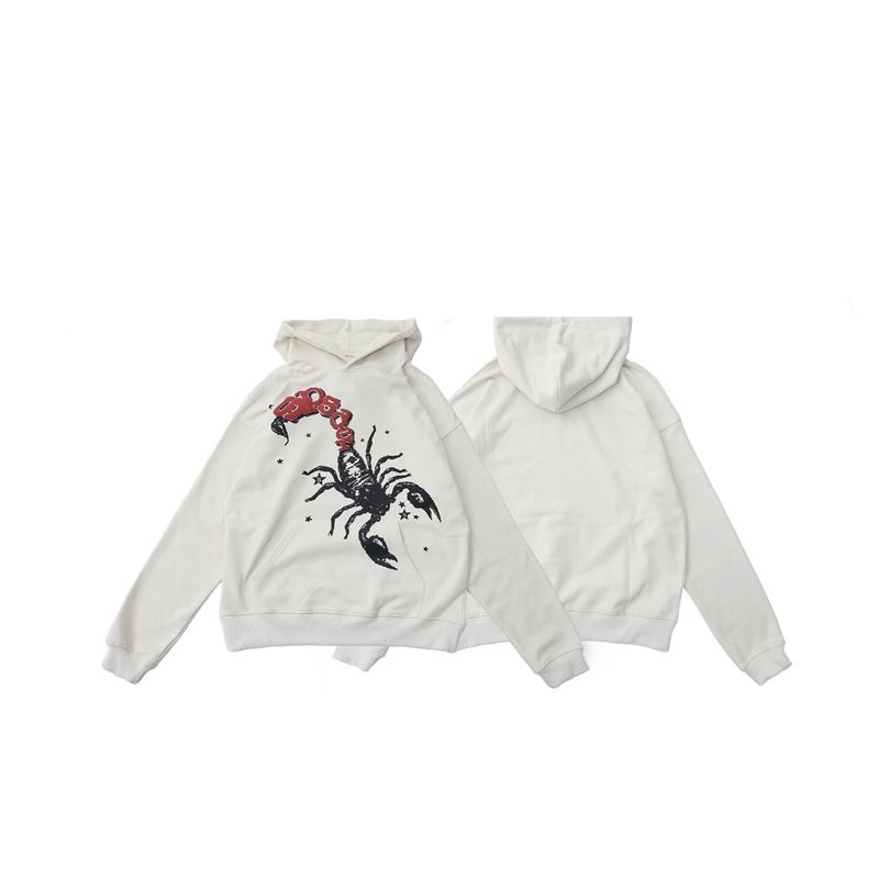 Sp5DER 555555 Black Scorpion Foam Letter American Hoodie Hoodie